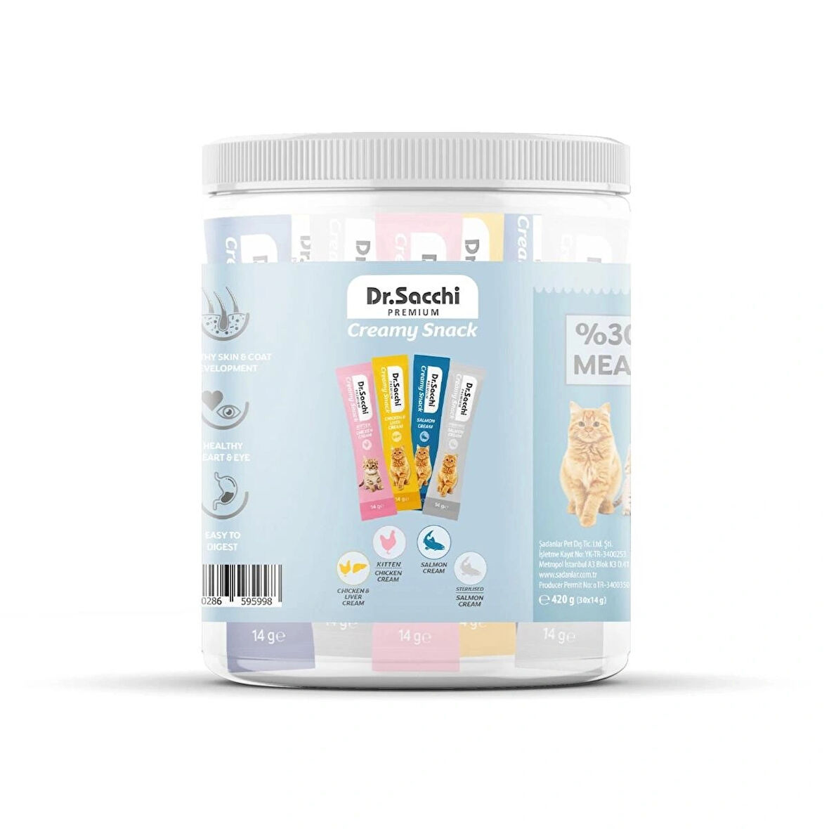 Dr Sacchi Creamy Snack Karışık Krema Kedi Ödülü 30'lu Kavanoz