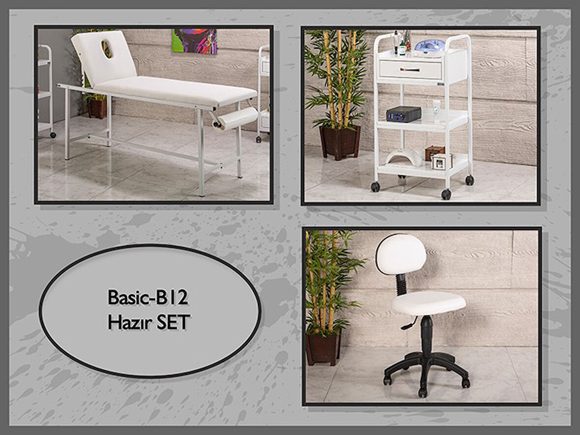 Hazır Set Basic Bakım Masası-Sehpa-Sandalye-Beyaz | LaborTech-BasicB12