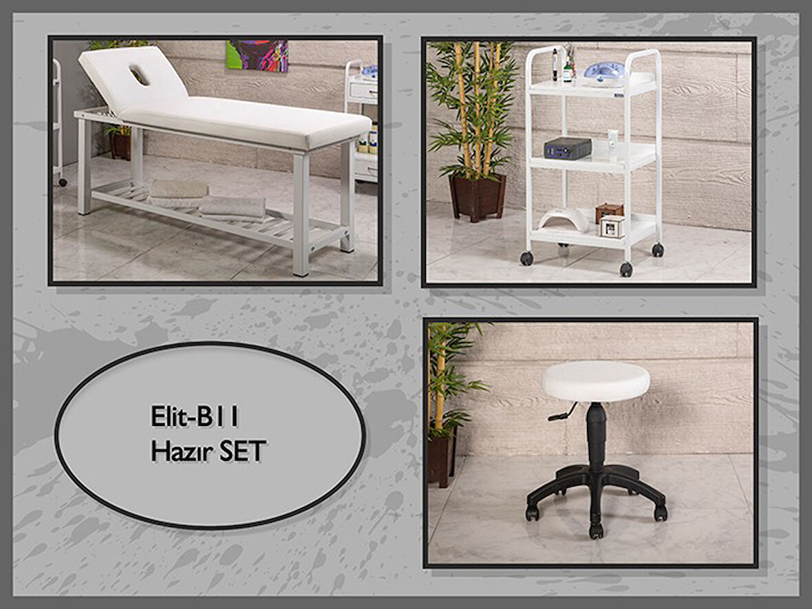 Hazır Set Elit Bakım Masası-Sehpa-Tabure-Beyaz | LaborTech-ElitB11