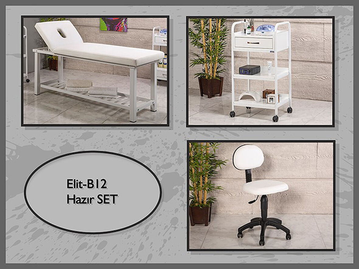 Hazır Set Elit Bakım Masası-Sehpa-Sandalye-Beyaz | LaborTech-ElitB12