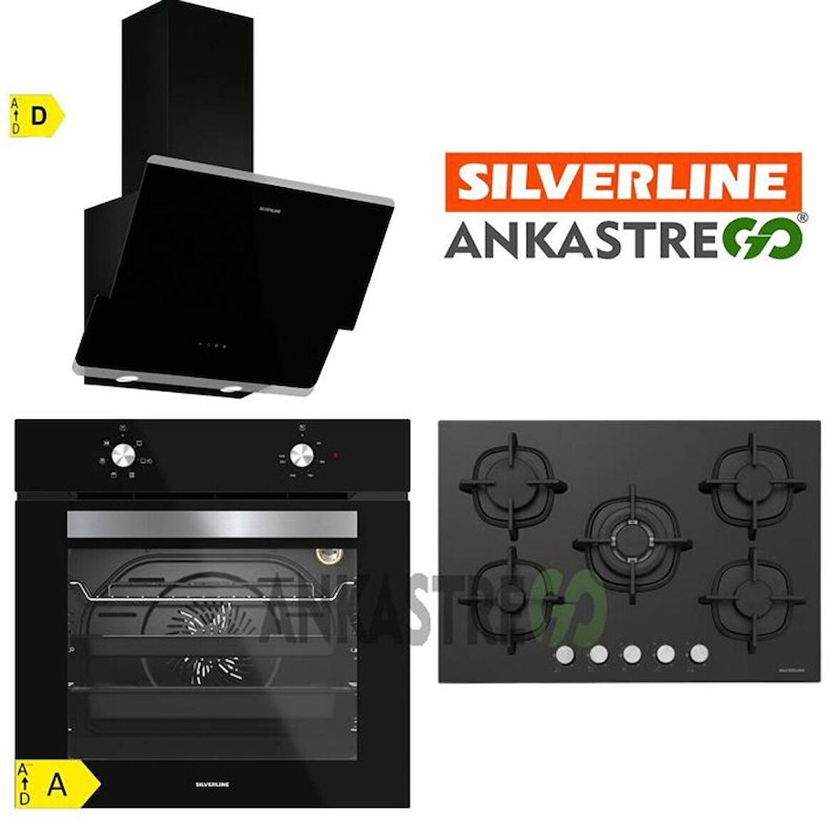 Silverline BO6501B01 - CS5364B01 - 3490 Oslo Siyah Ankastre Set