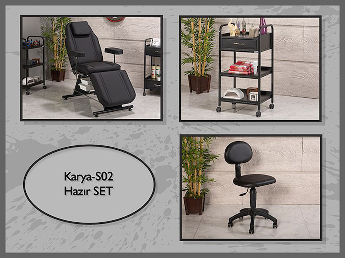 Hazır Set Karya Koltuk-Sehpa-Sandalye-Siyah | LaborTech-KaryaS02