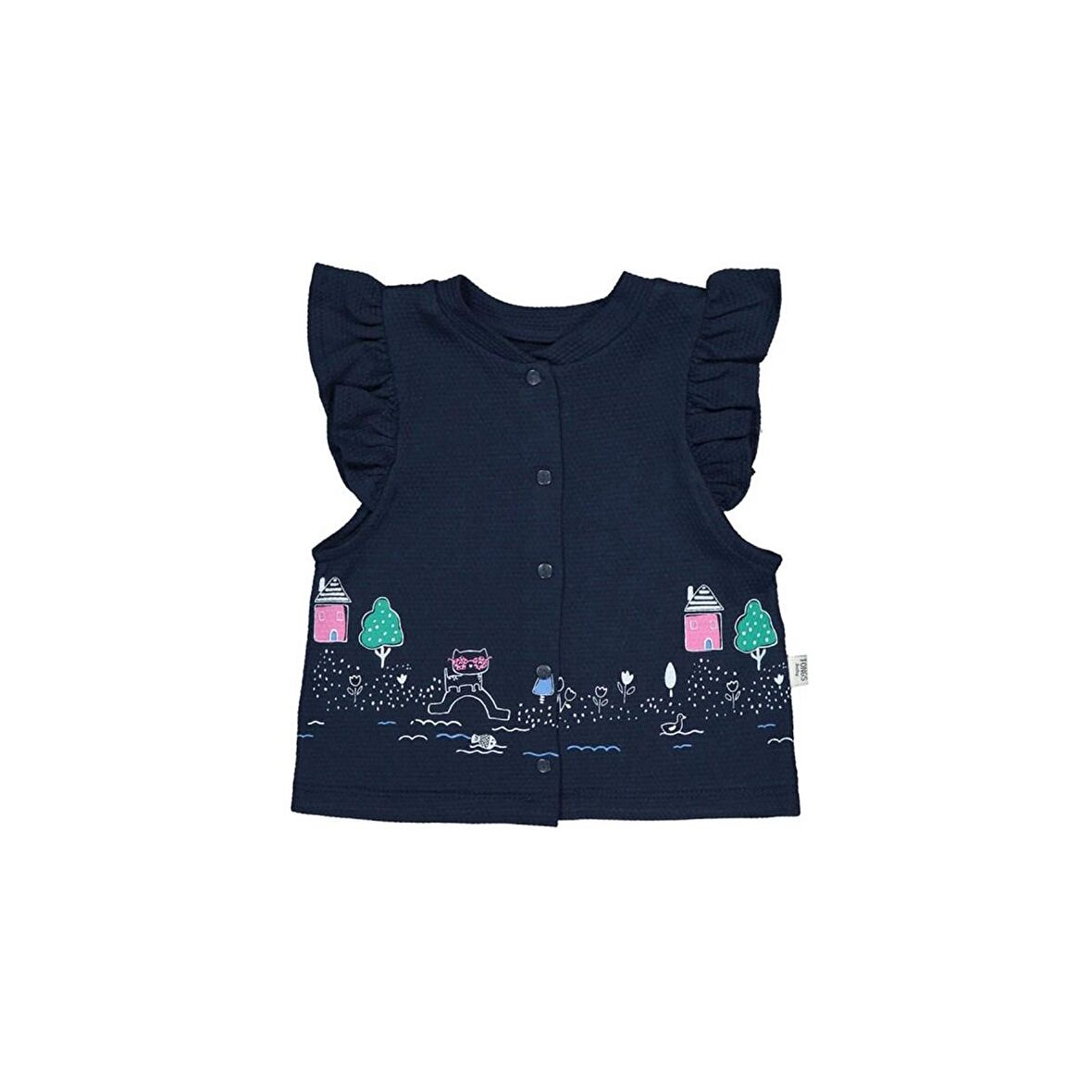 Baby Tongs Kız Bebek Kedili Yelek Lacivert 3016