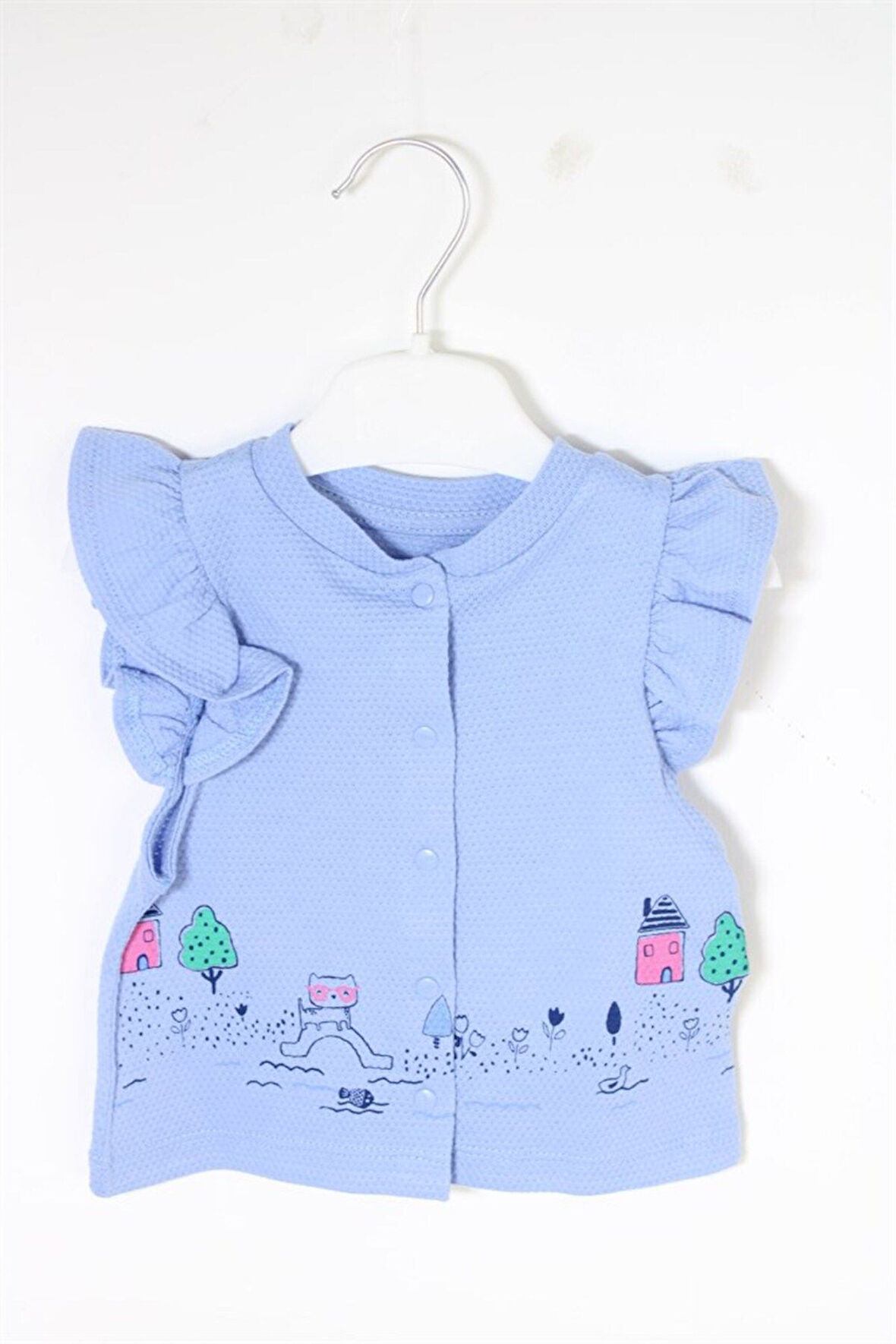 Baby 3016 Kız Bebek Kolları Fırfırlı Yelek