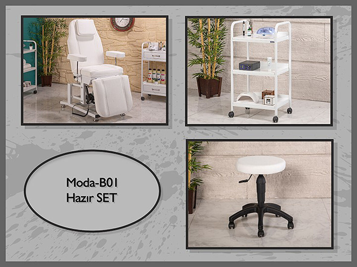 Hazır Set Moda Koltuk-Sehpa-Tabure-Beyaz | LaborTech-ModaB01