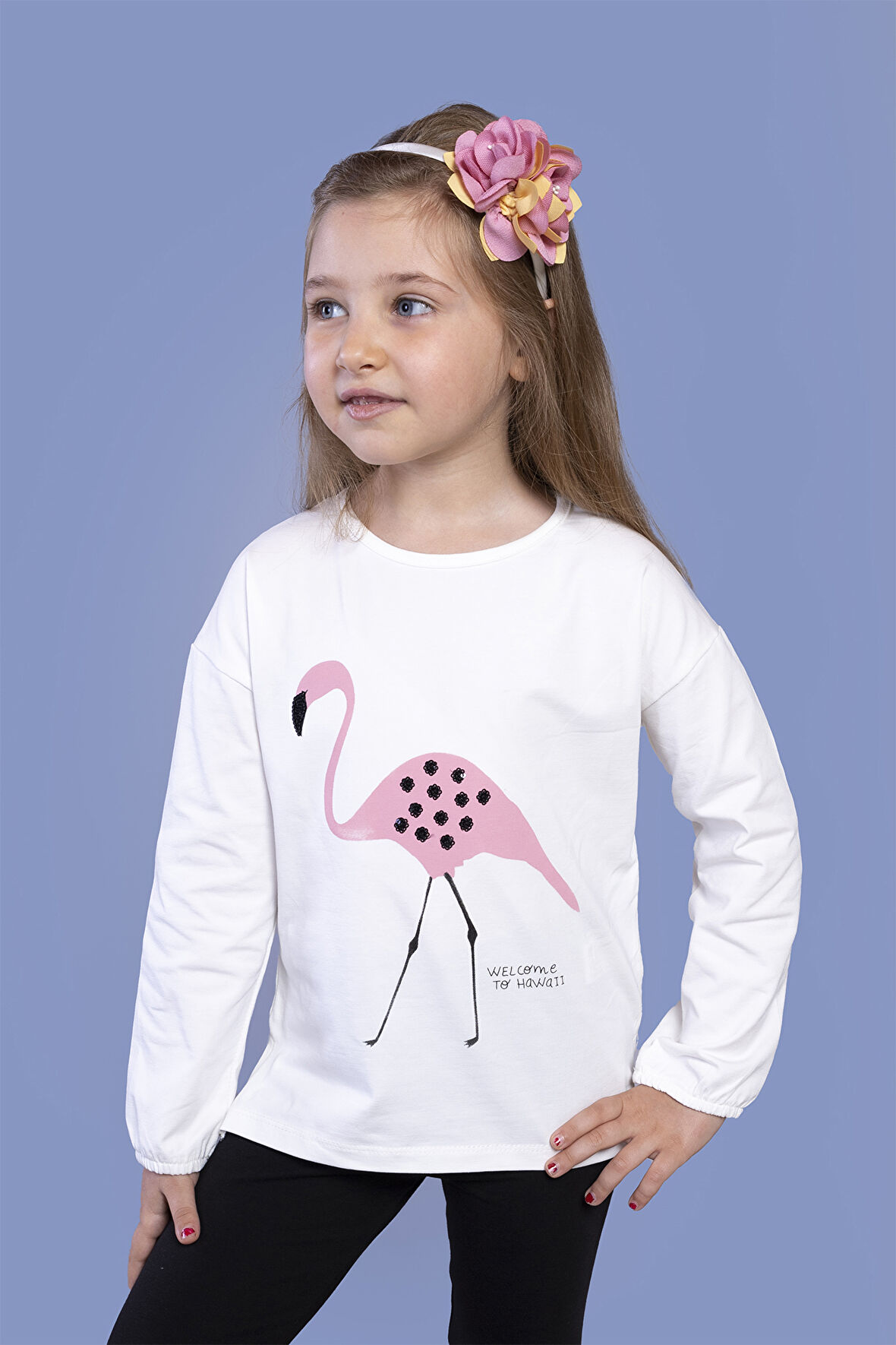 Toontoy Kız Çocuk Flamingo Baskılı Tişört