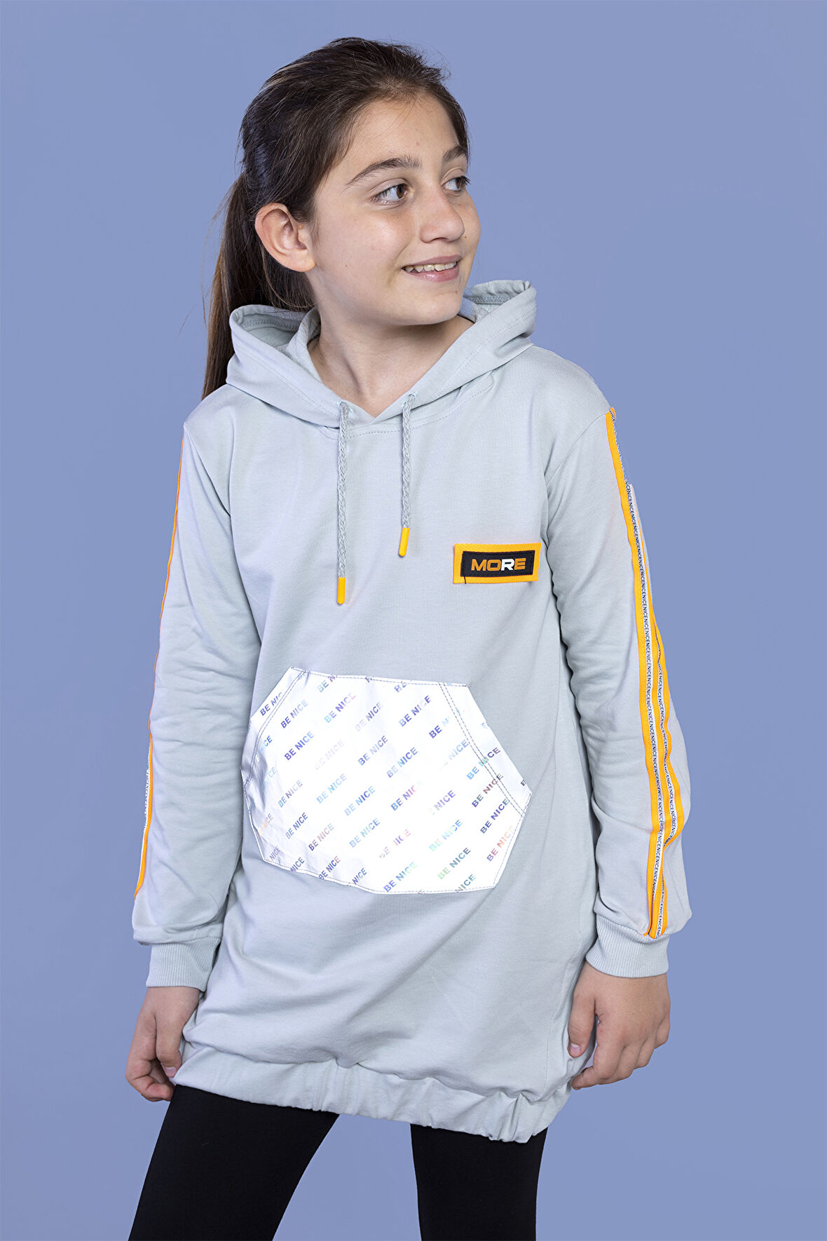 Toontoy Kız Çocuk Kanguru Cepli Reflektör Detaylı Sweatshirt