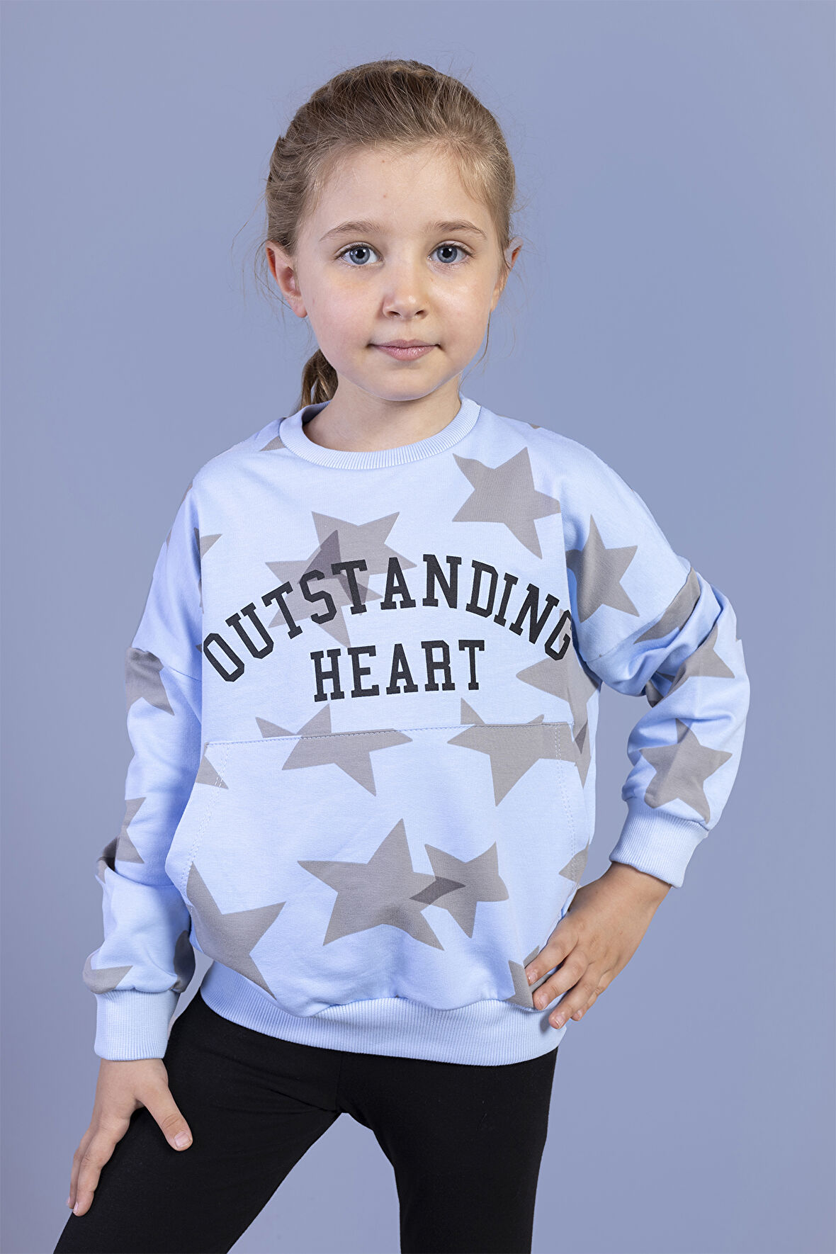 Toontoy Kız Çocuk  Kanguru Cepli Baskılı Sweatshirt