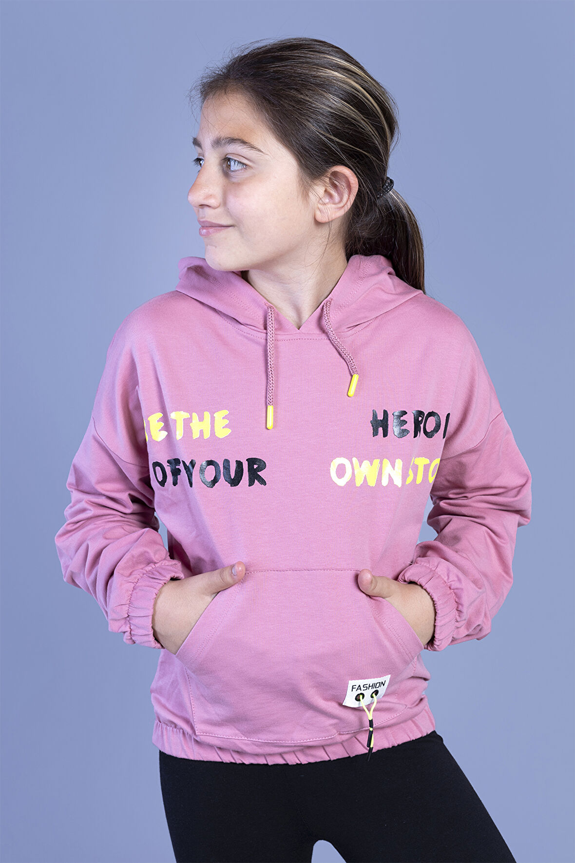 Toontoy Kız Çocuk  Kanguru Cepli Baskılı Sweatshirt