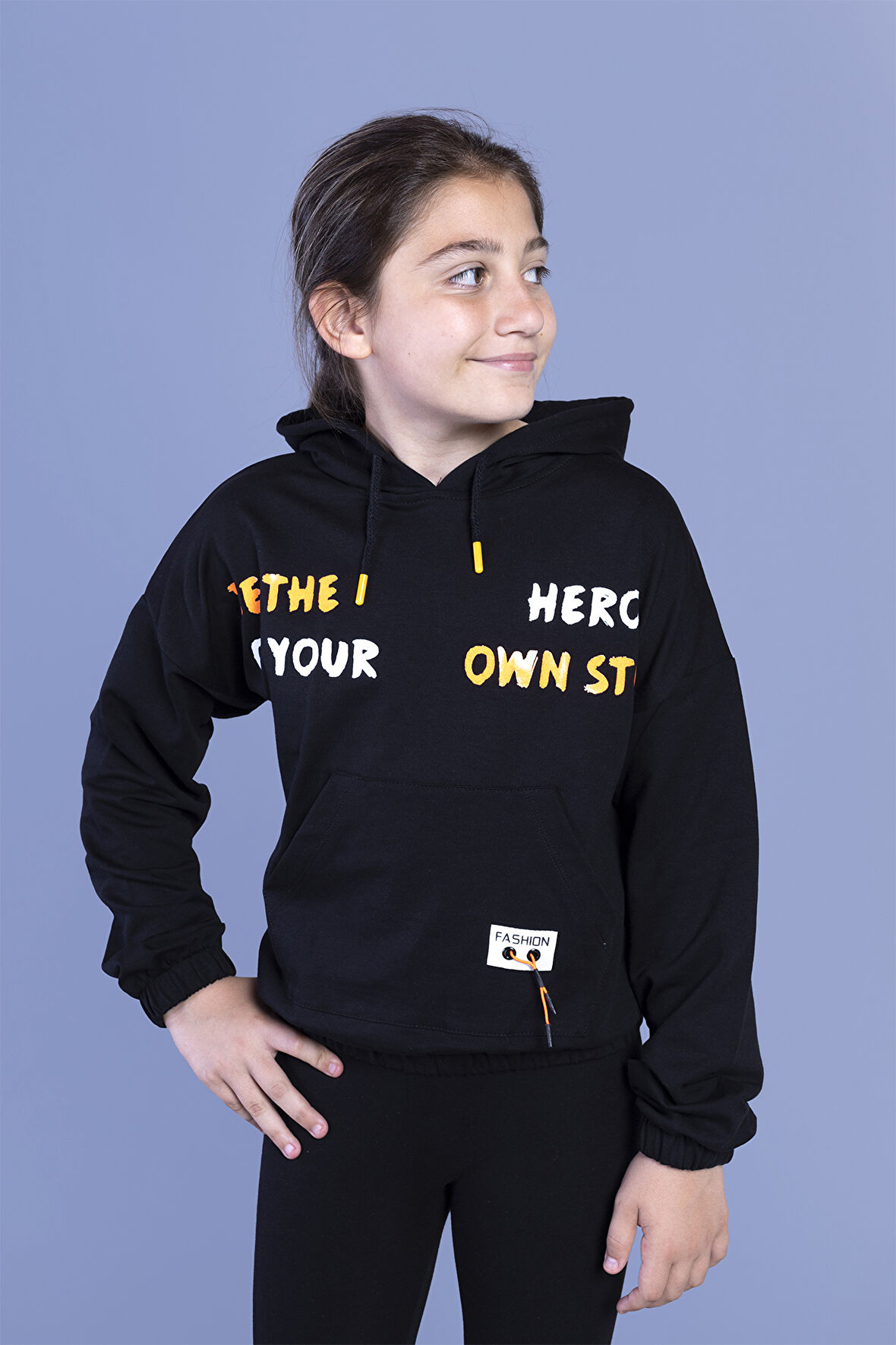 Toontoy Kız Çocuk  Kanguru Cepli Baskılı Sweatshirt