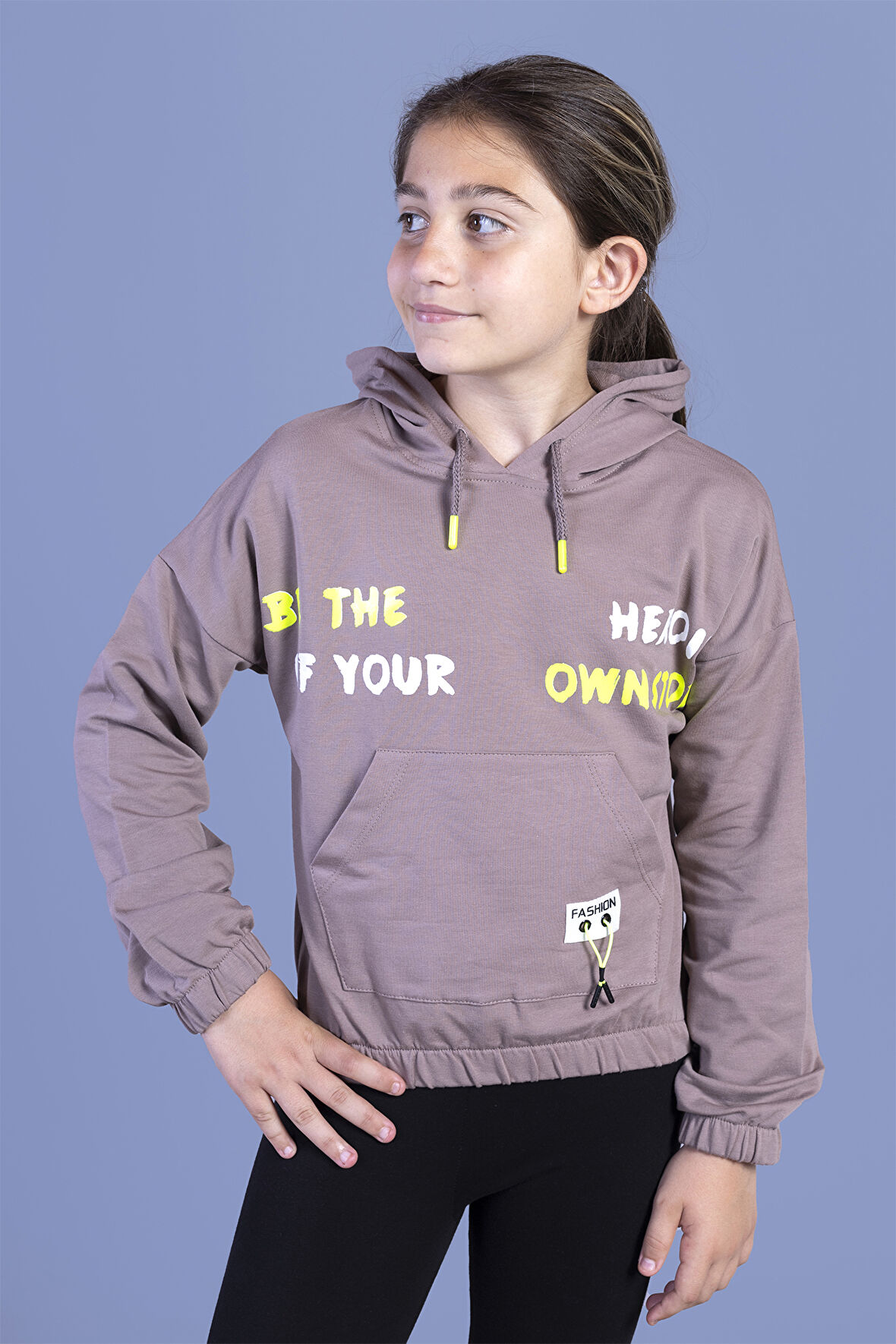 Toontoy Kız Çocuk  Kanguru Cepli Baskılı Sweatshirt