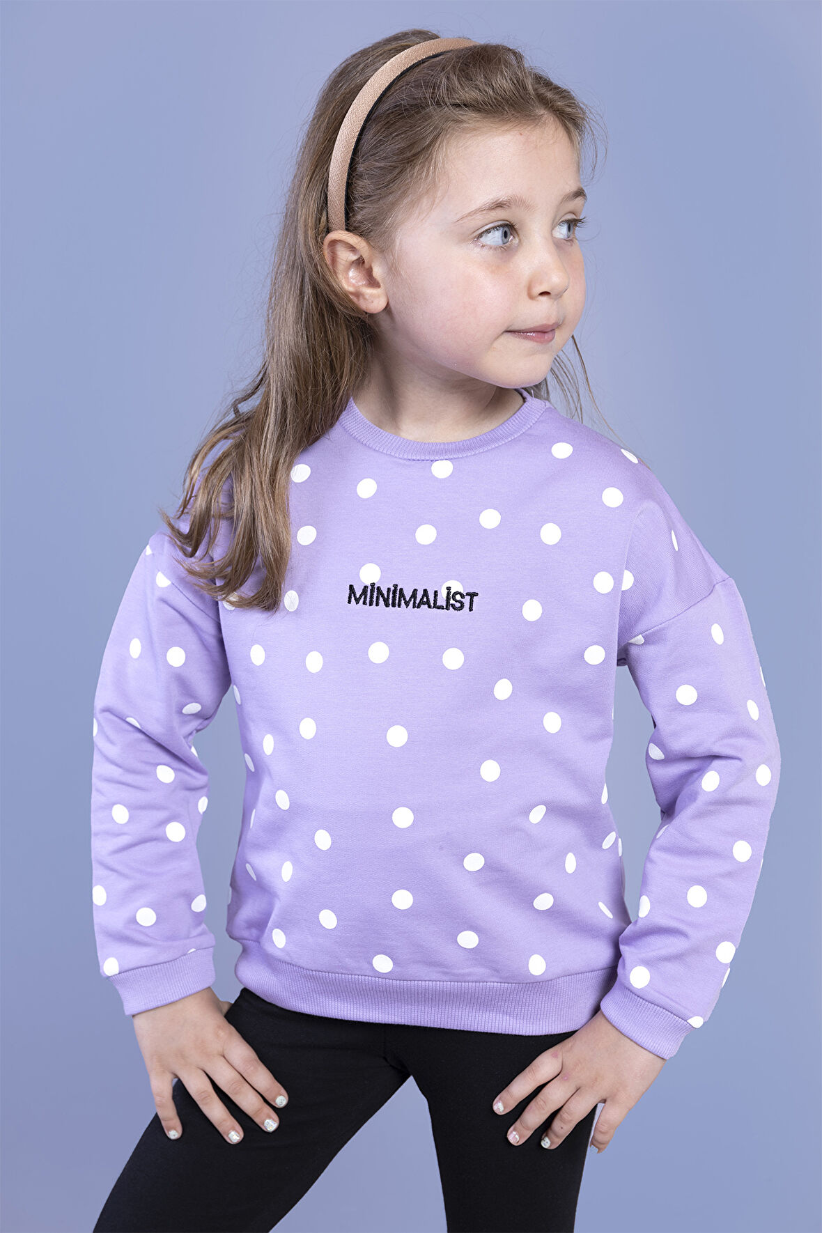 Toontoy Kız Çocuk Puantiye Desenli Sweatshirt