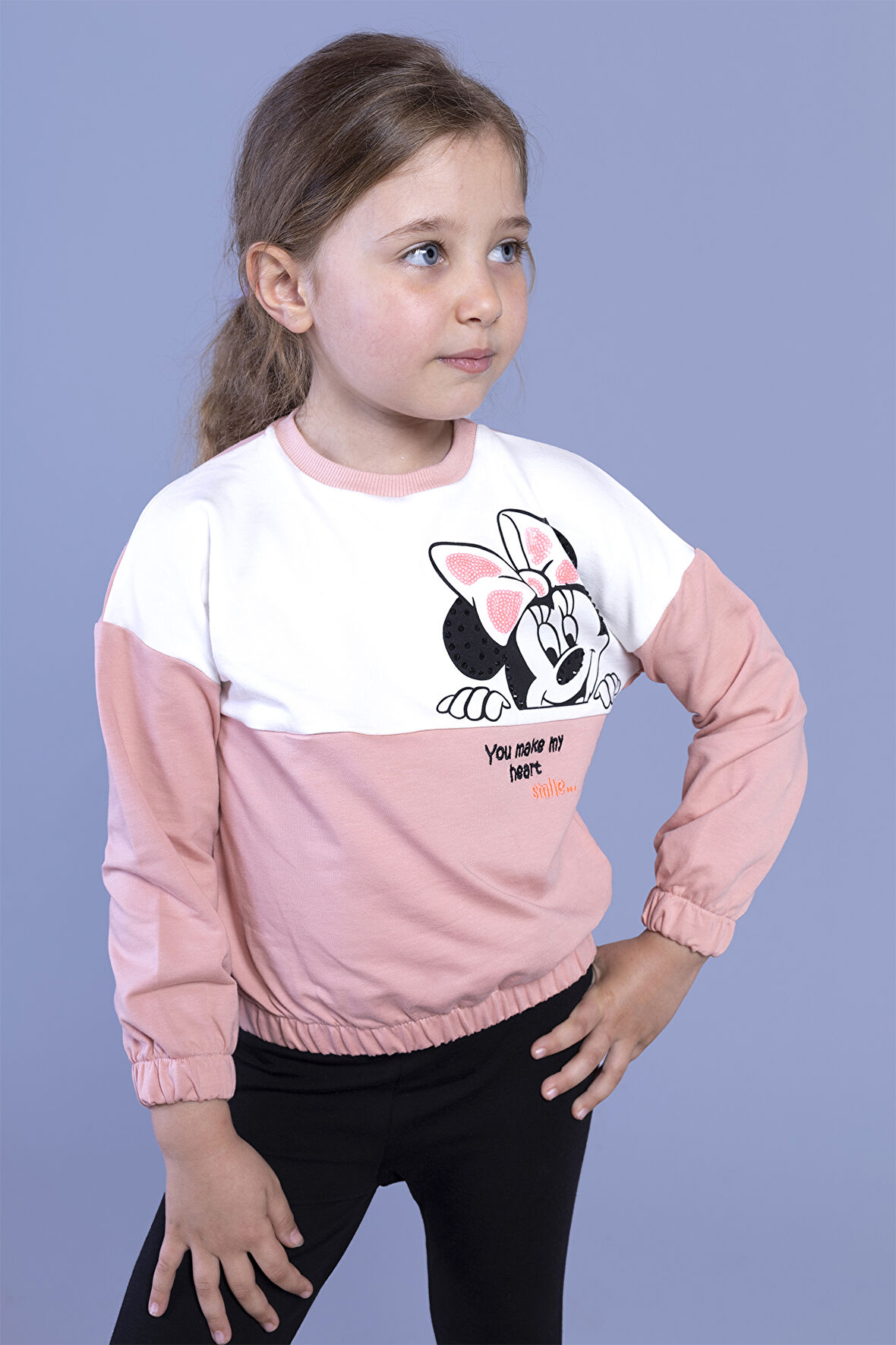 Toontoy Kız Çocuk Garnili Baskılı Sweatshirt