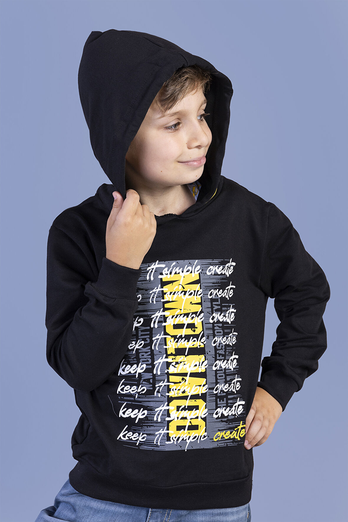 Toontoy Erkek Çocuk Kapüşonlu Baskılı Sweatshirt