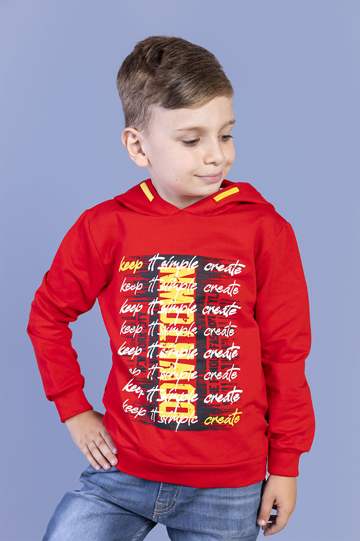 Toontoy Erkek Çocuk Kapüşonlu Baskılı Sweatshirt