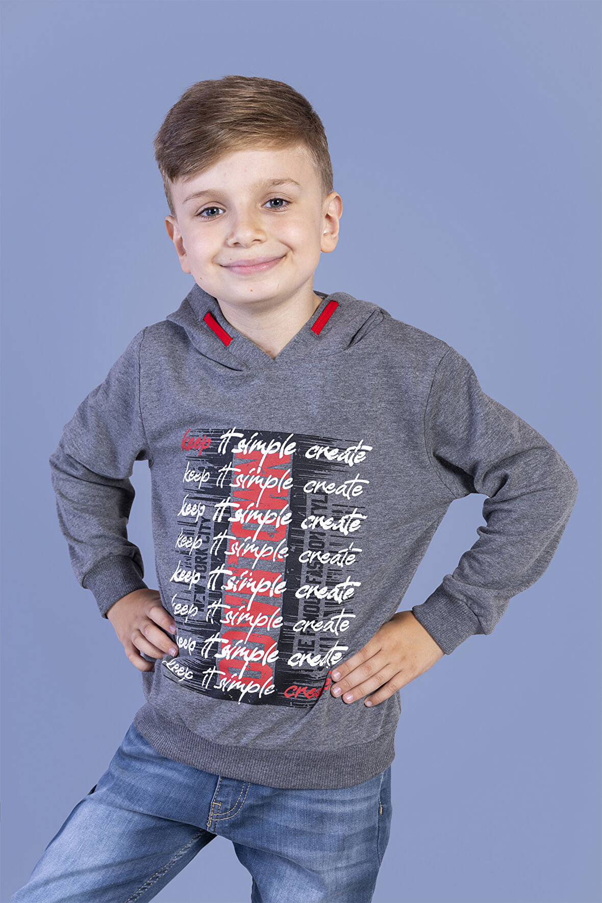 Toontoy Erkek Çocuk Kapüşonlu Baskılı Sweatshirt