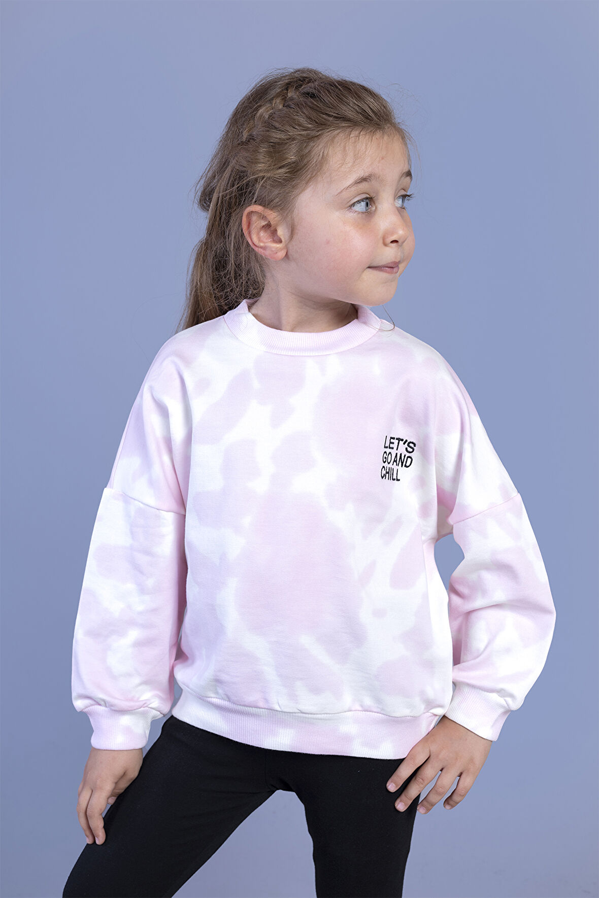 Toontoy Kız Çocuk Nakışlı Batik Desenli Sweatshirt