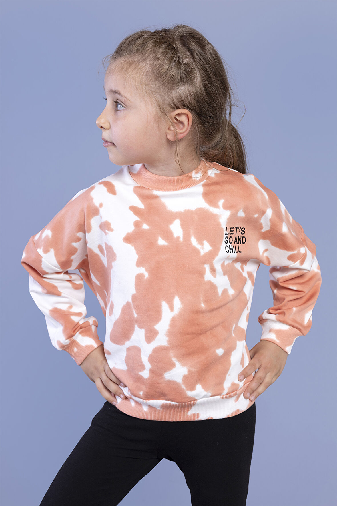 Toontoy Kız Çocuk Nakışlı Batik Desenli Sweatshirt