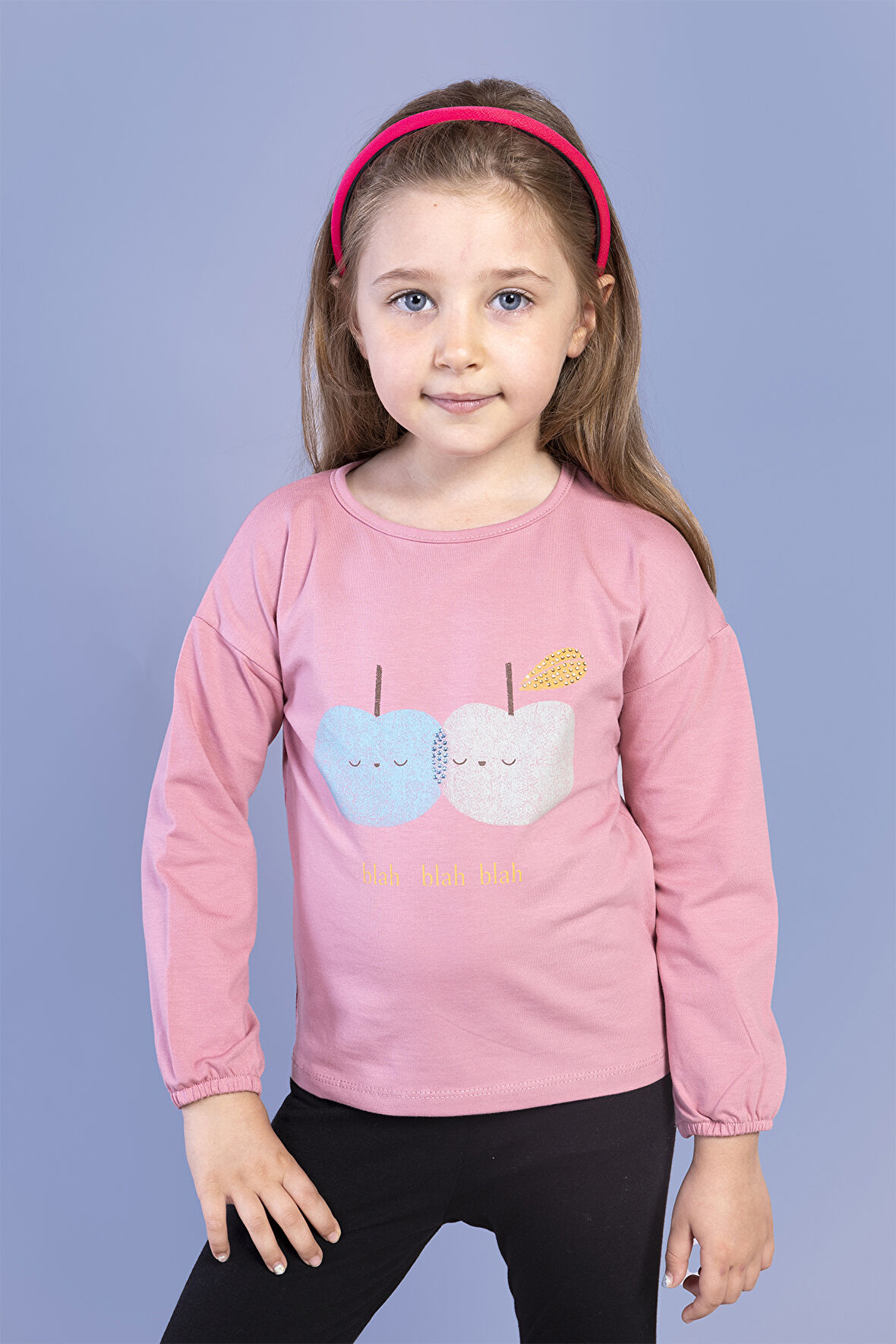 Toontoy Kız Çocuk Baskılı Kol Ucu Lastikli Sırtı Nakış Detaylı Tişört