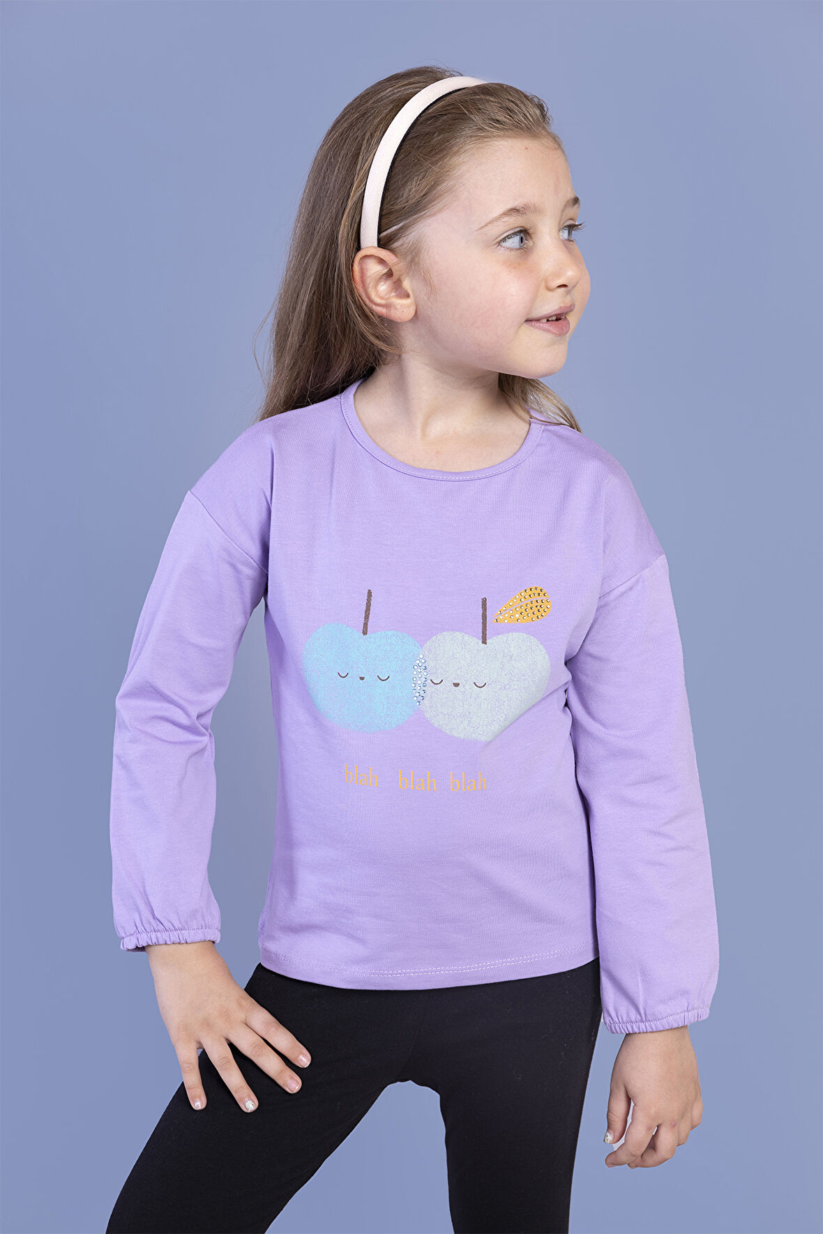 Toontoy Kız Çocuk Baskılı Kol Ucu Lastikli Sırtı Nakış Detaylı Tişört