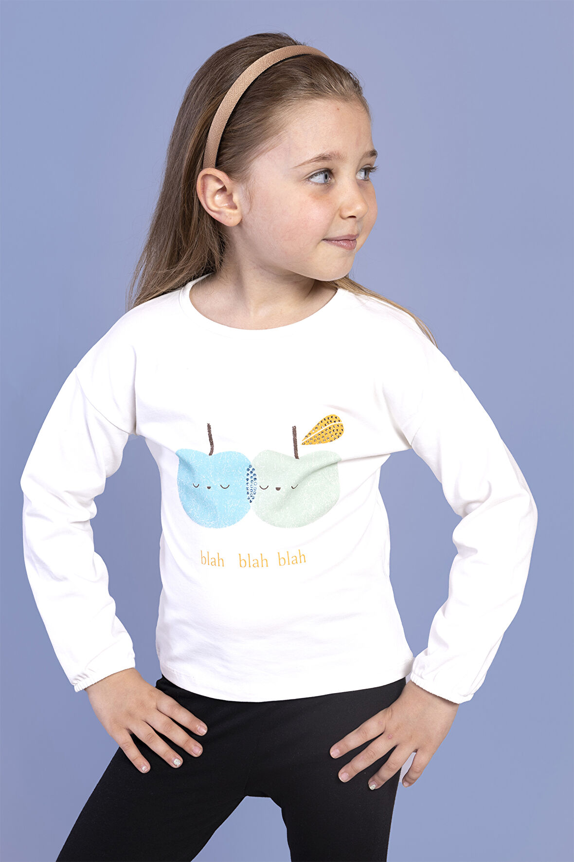 Toontoy Kız Çocuk Baskılı Kol Ucu Lastikli Sırtı Nakış Detaylı Tişört