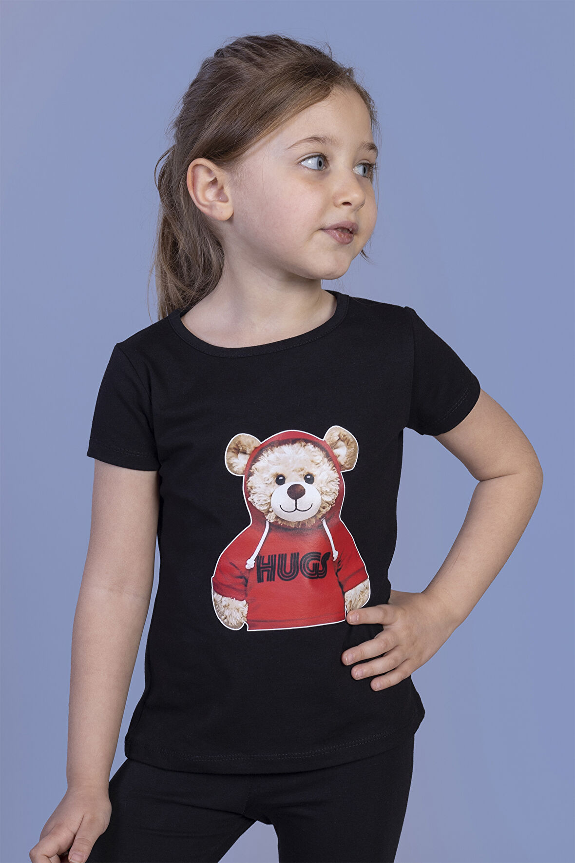 Toontoy Kız Çocuk Ayıcık Baskılı Tişört