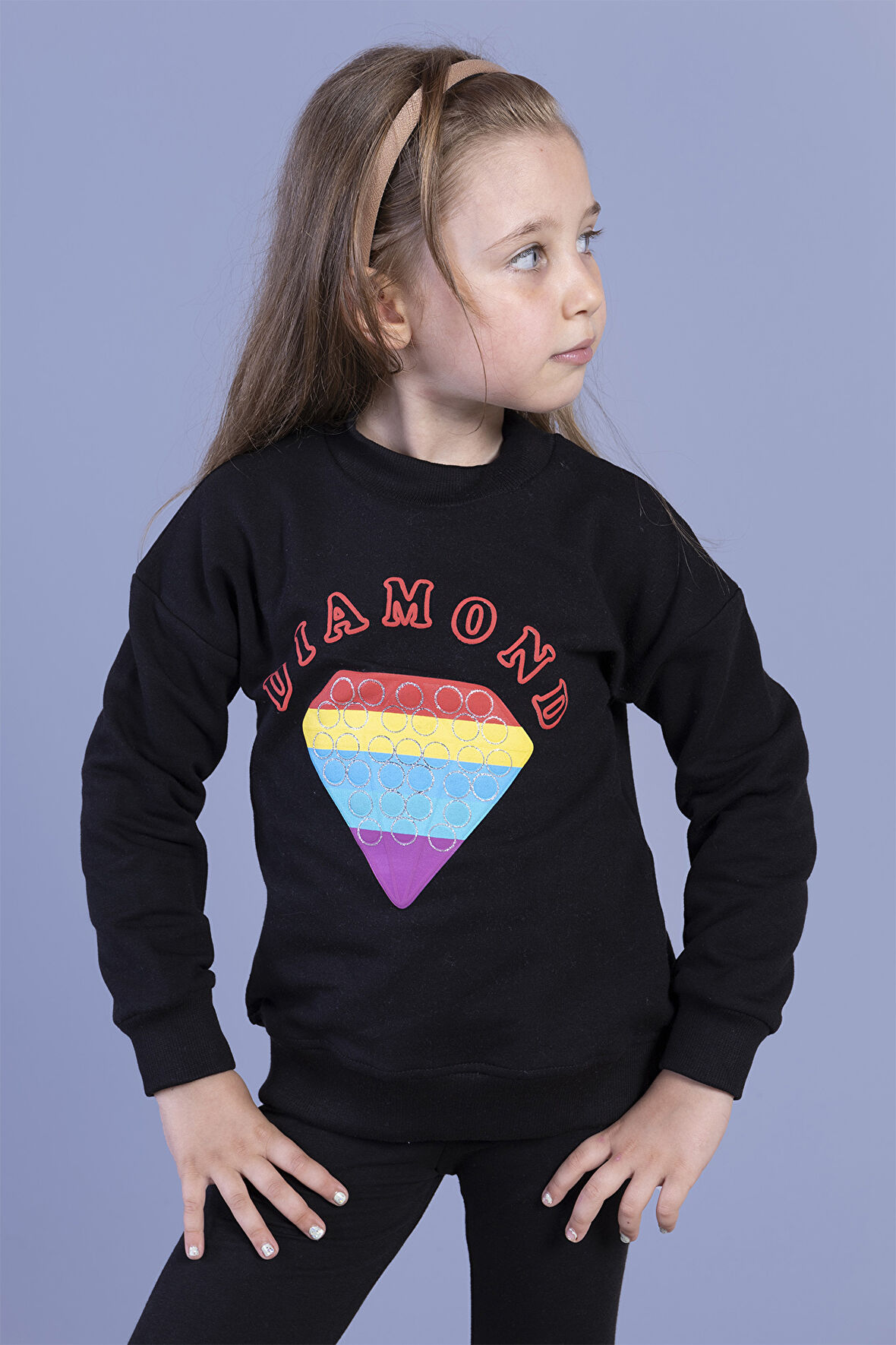 Toontoy Kız Çocuk Popıt Baskılı İçi Pamuklu Sweatshirt