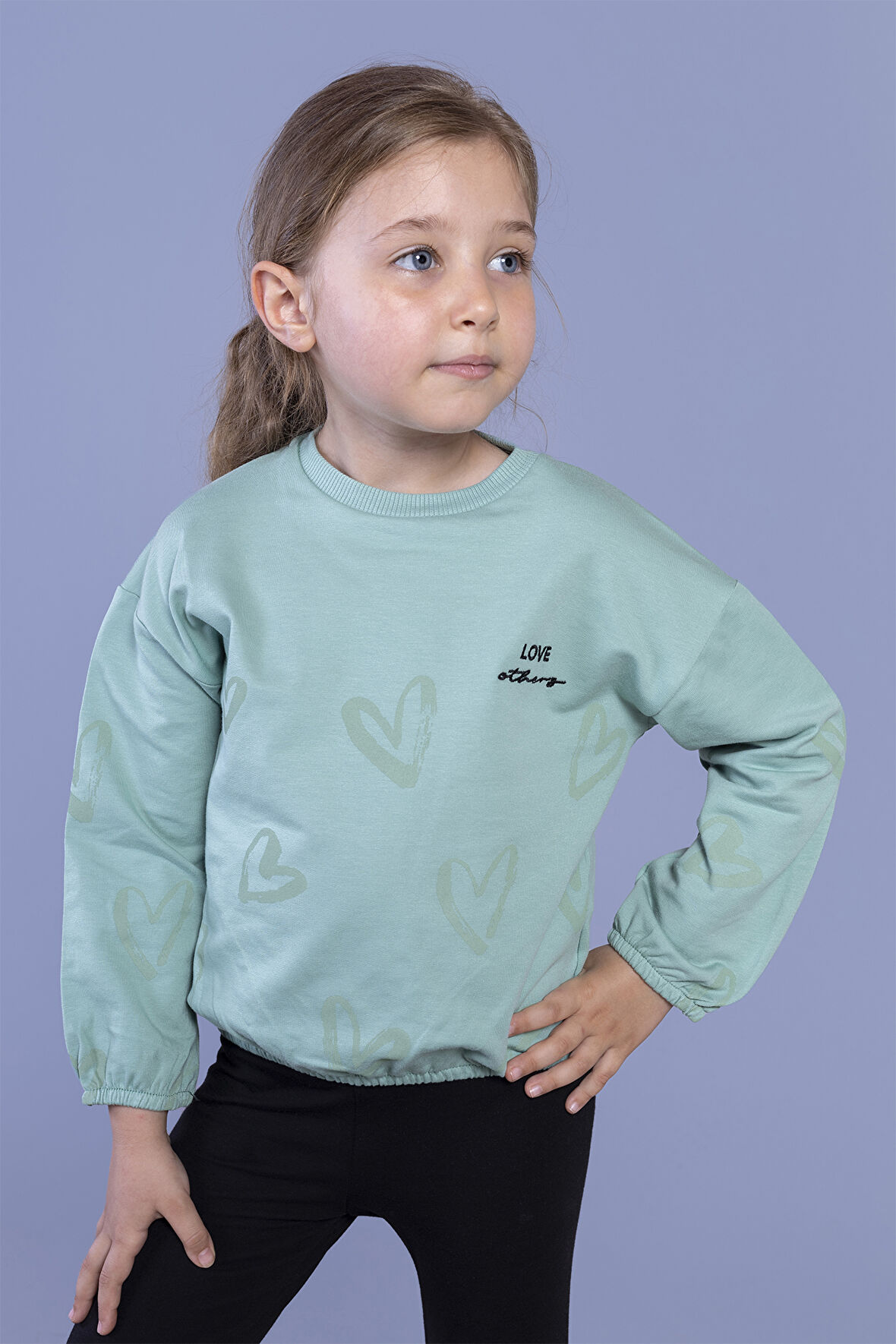 Toontoy Kız Çocuk Nakışlı Büzgü Detaylı Sweatshirt