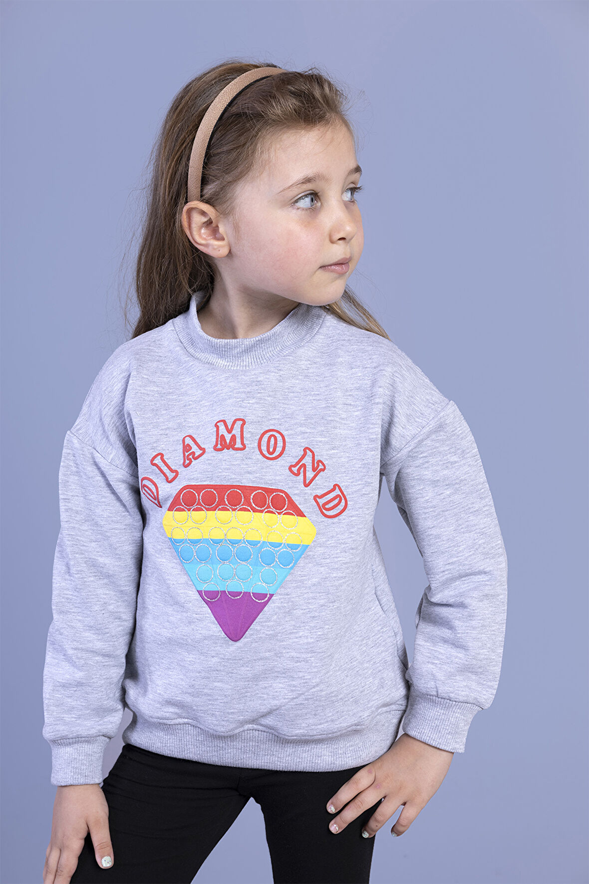 Toontoy Kız Çocuk Popıt Baskılı İçi Pamuklu Sweatshirt