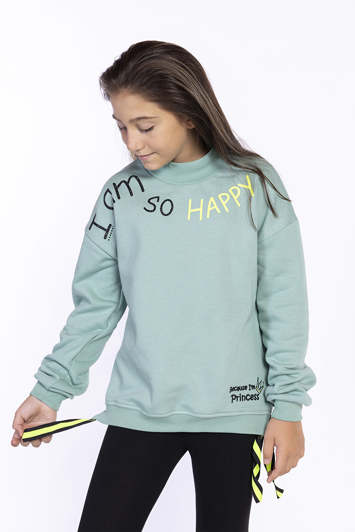 Toontoy Kız Çocuk Balıkçı Yaka İçi Pamuklu Sweatshirt