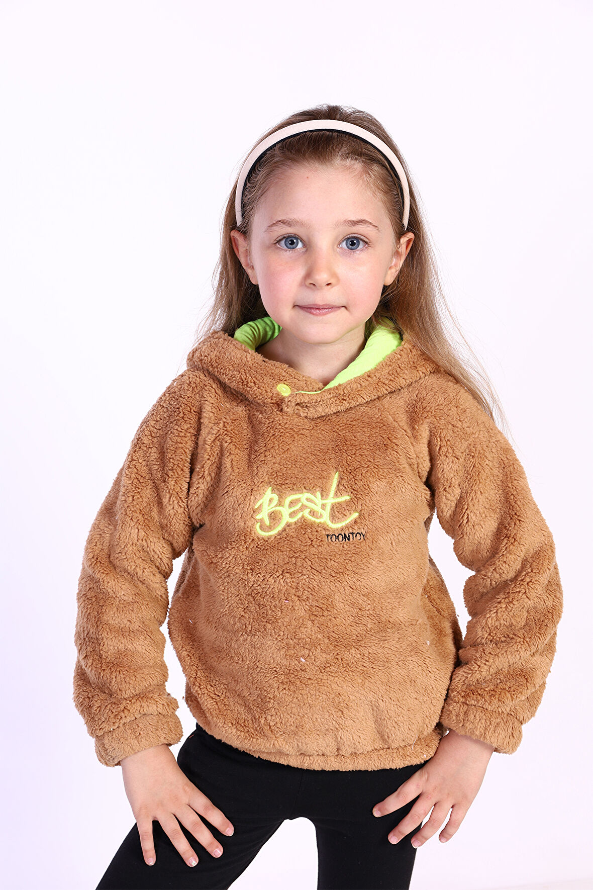 Toontoy Kız Çocuk Nakışlı Peluş Sweatshirt