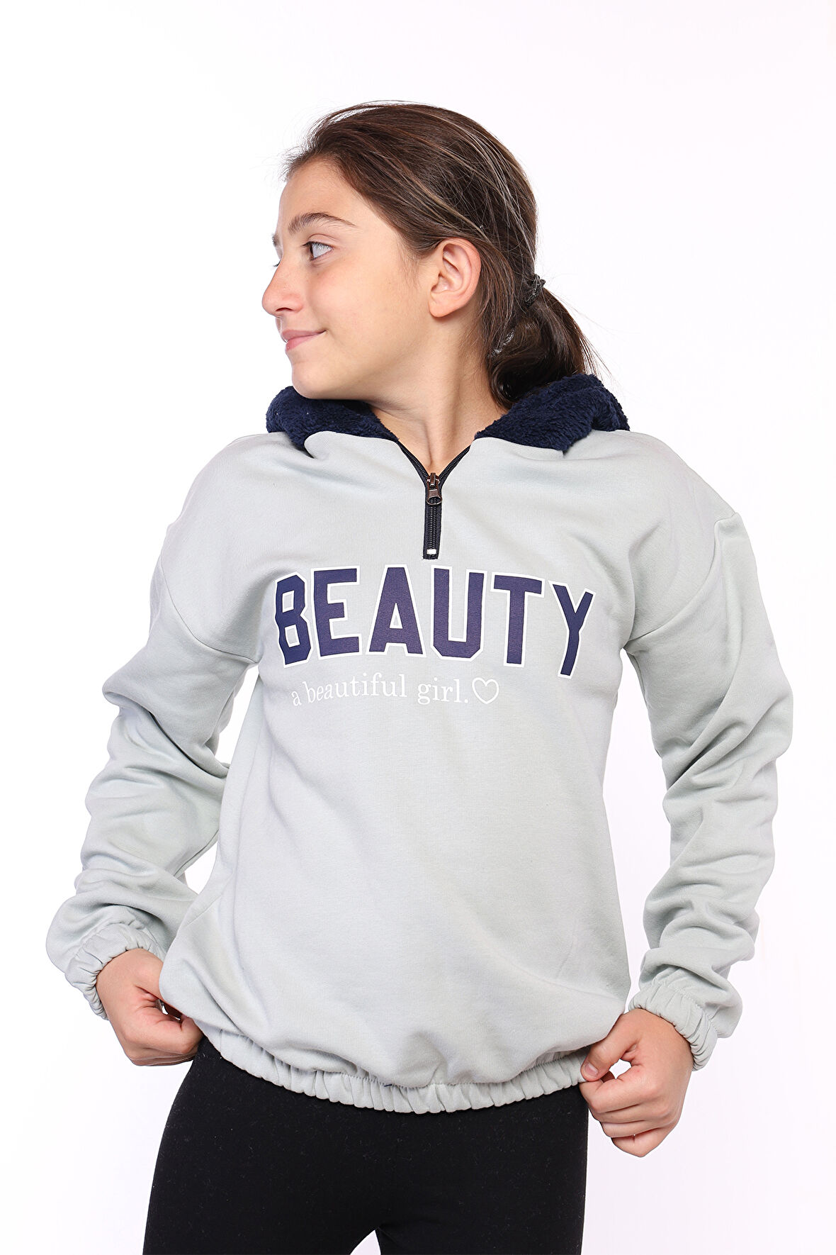 Toontoy Kız Çocuk Kapüşonlu Baskılı Sweatshirt
