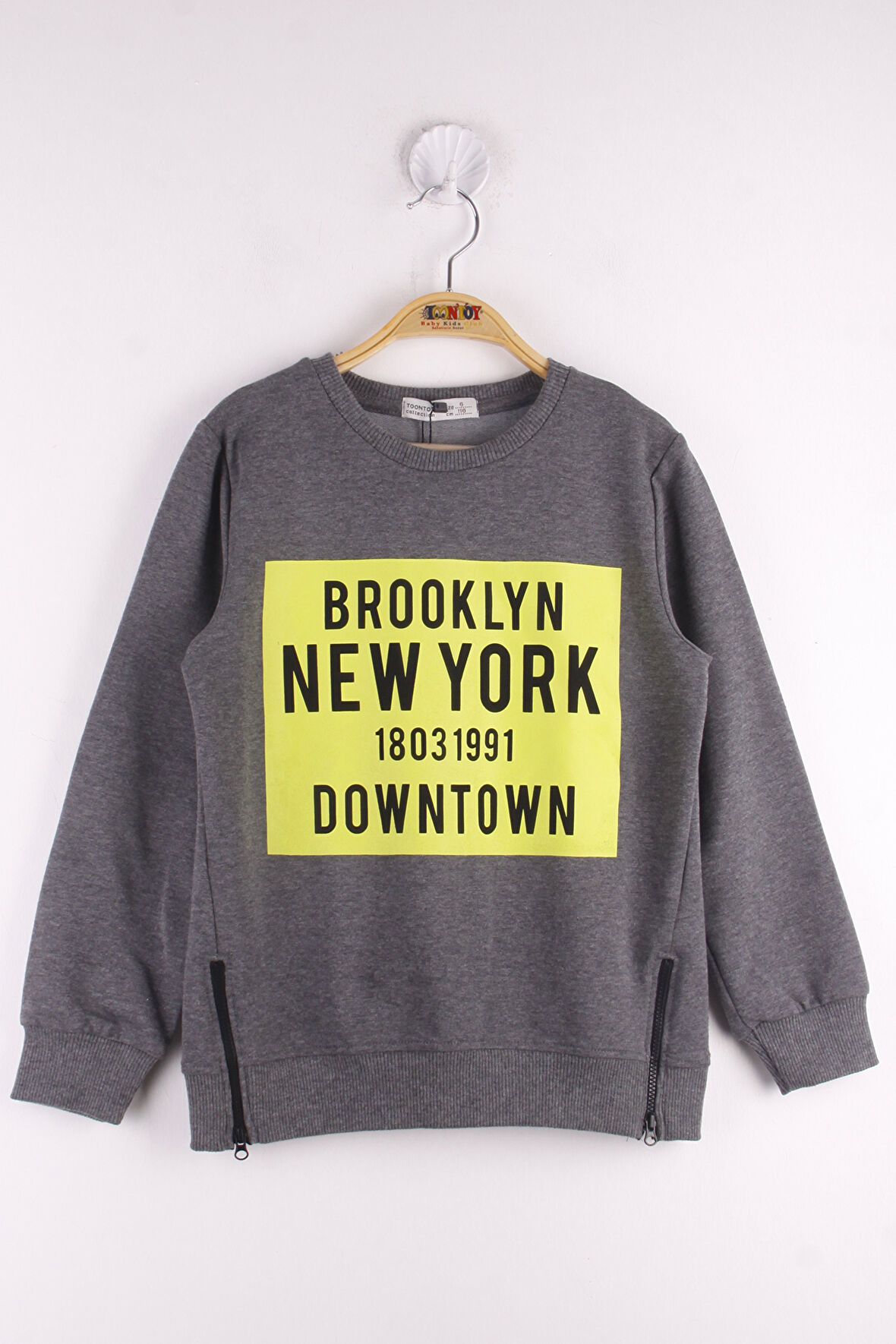 Toontoy Erkek Çocuk Brooklyn Baskılı Fermuar Detaylı Sweatshirt