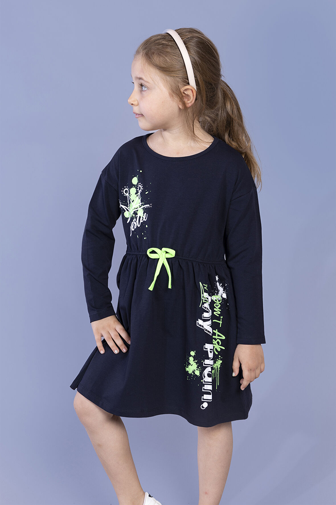 Toontoy Kız Çocuk Baskılı Elbise