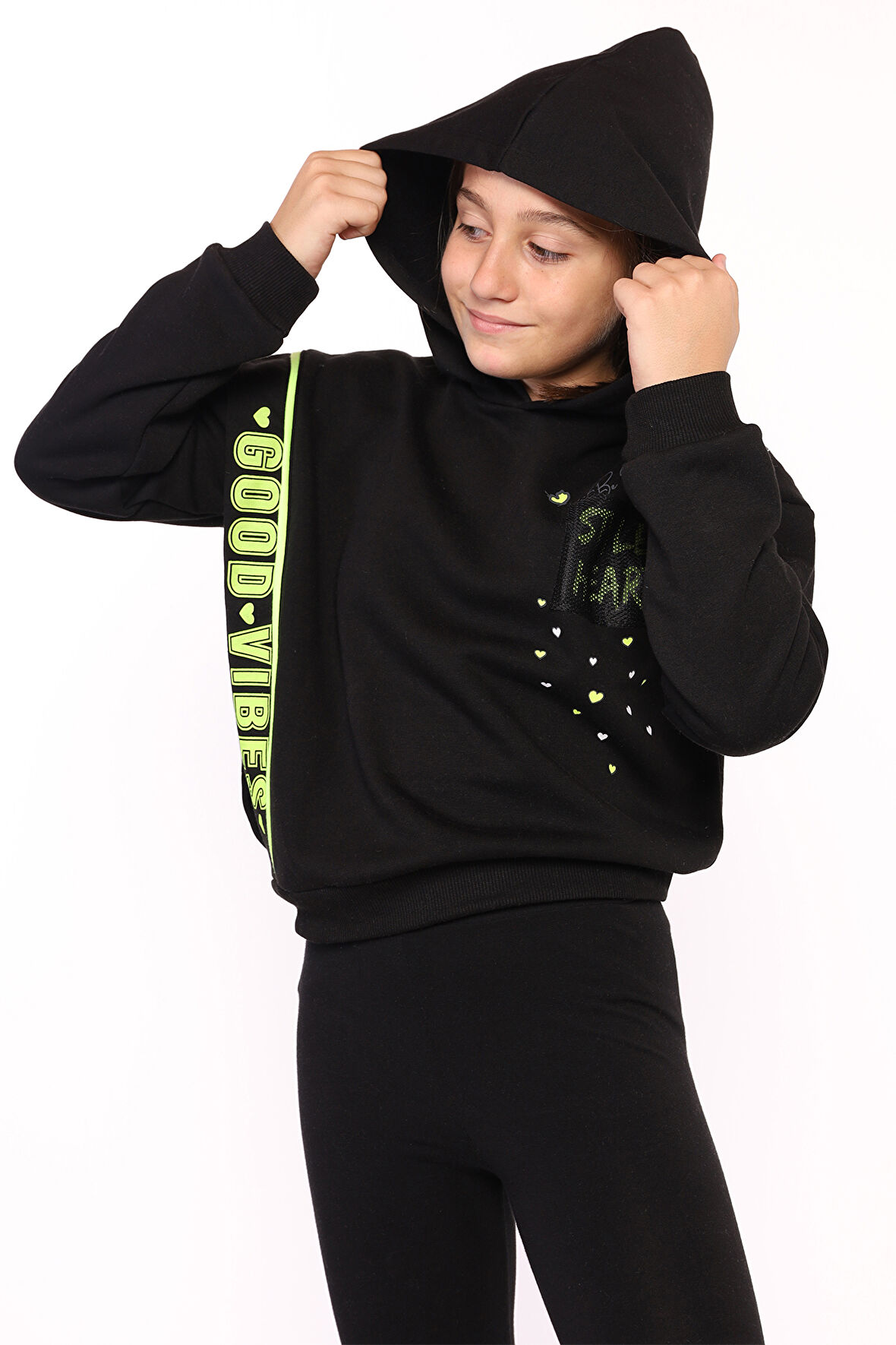 Toontoy Kız Çocuk İçi Pamuklu Baskılı Sweatshirt