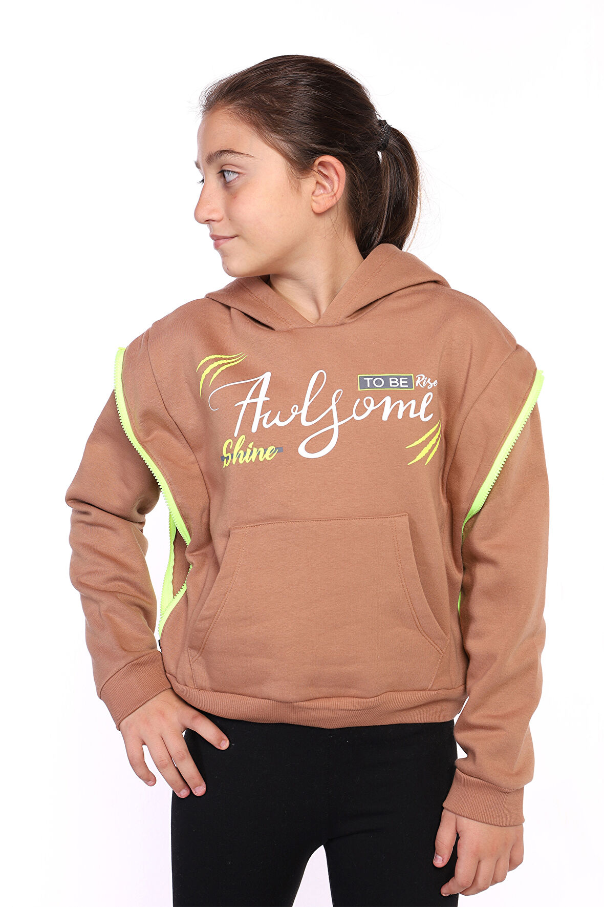 Toontoy Kız Çocuk Baskılı Kanguru Cepli Sweatshirt