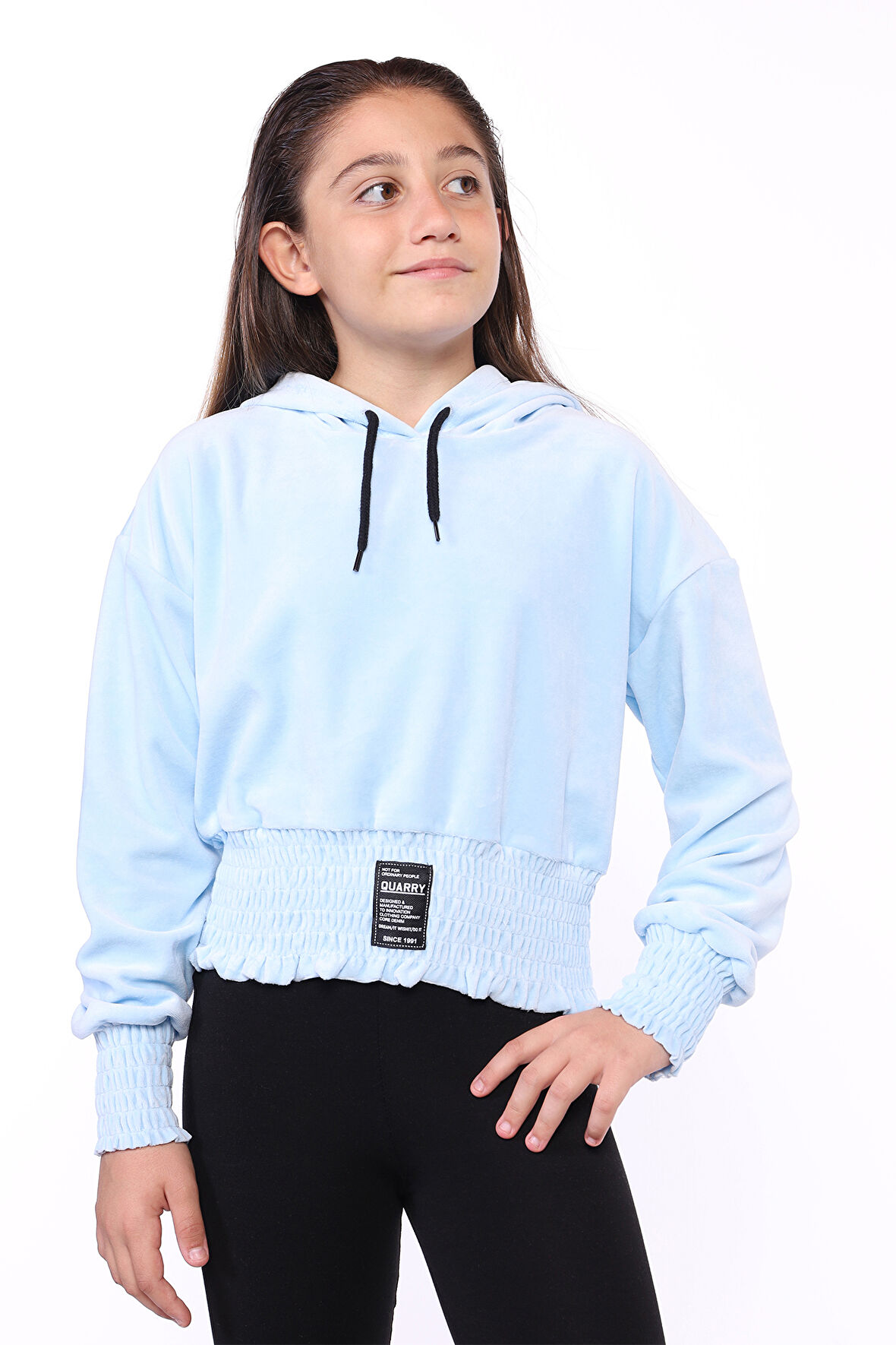 Toontoy Kız Çocuk Kapüşonlu Kadife Sweatshirt