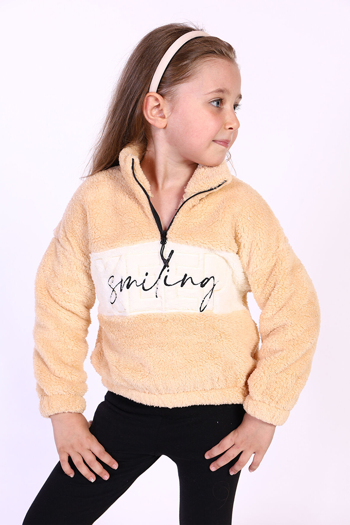 Toontoy Kız Çocuk Nakışlı Peluş Sweatshirt