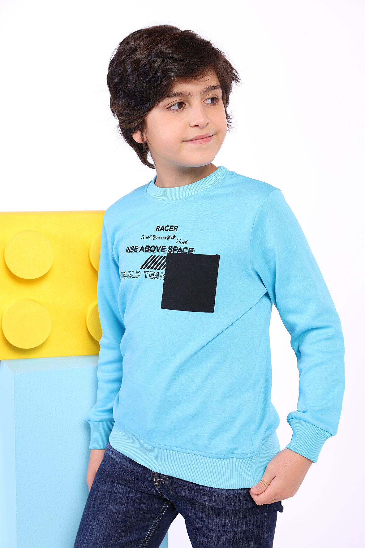 Toontoy Erkek Çocuk Cep Detaylı Baskılı Sweatshirt