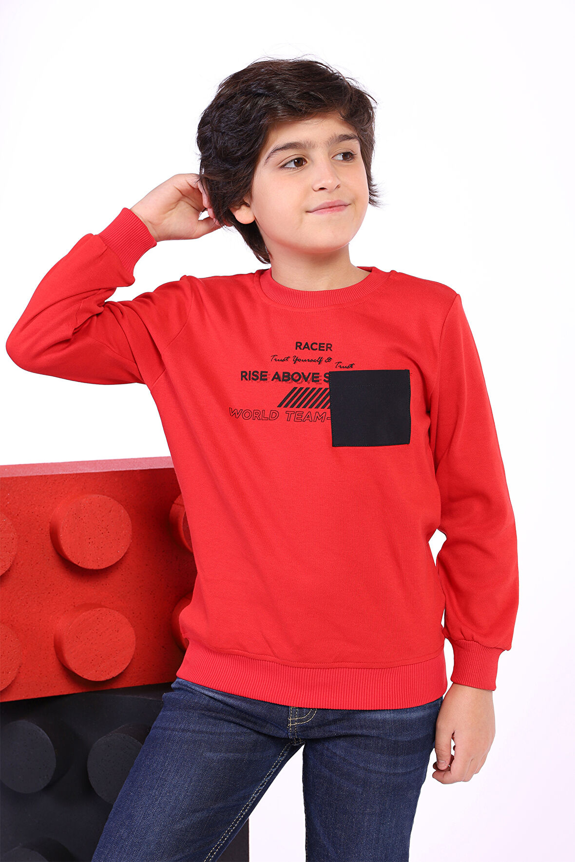 Toontoy Erkek Çocuk Cep Detaylı Baskılı Sweatshirt