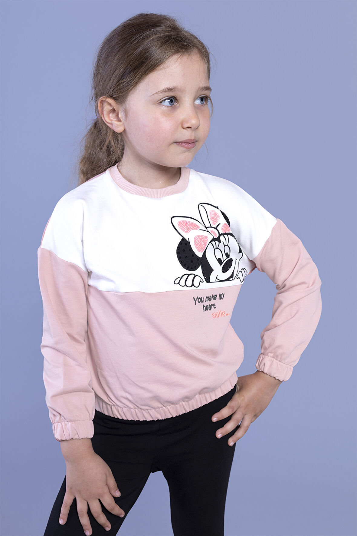 Toontoy Kız Çocuk Garnili Baskılı Sweatshirt