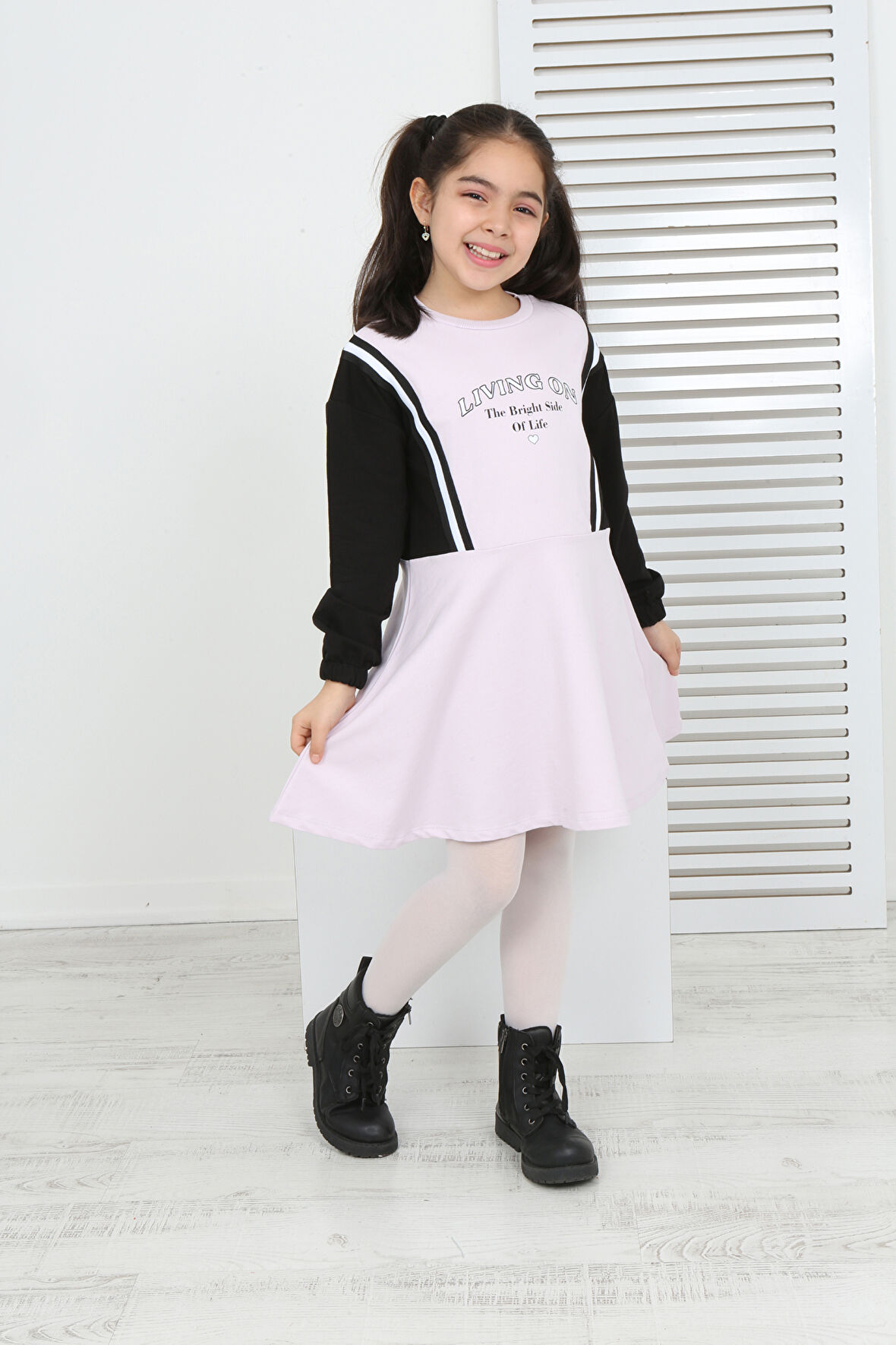 Toontoy Kız Çocuk Garni Detaylı Baskılı Elbise