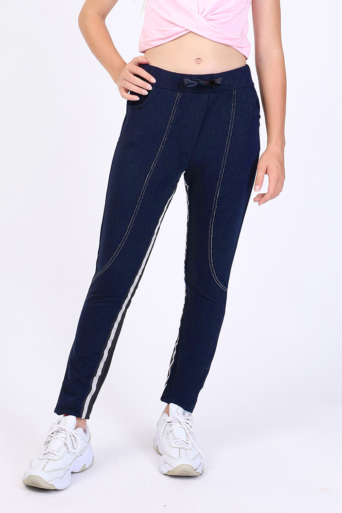 Toontoy Kız Çocuk Şerit Detaylı Eşofman Altı