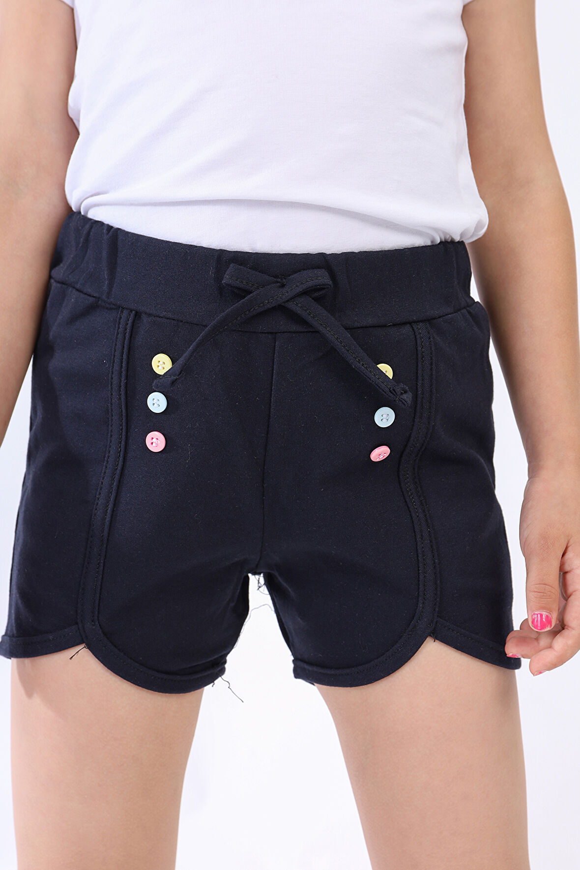 Toontoy Kız Çocuk Renkli Düğmeli Şort