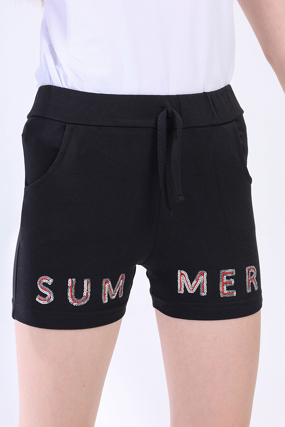 Toontoy Kız Çocuk Pul İşlemeli Cepli Şort