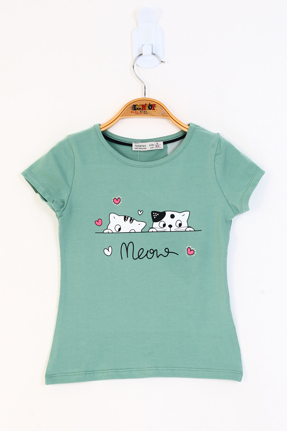 Toontoy Kız Çocuk Kedi Baskılı Tişört