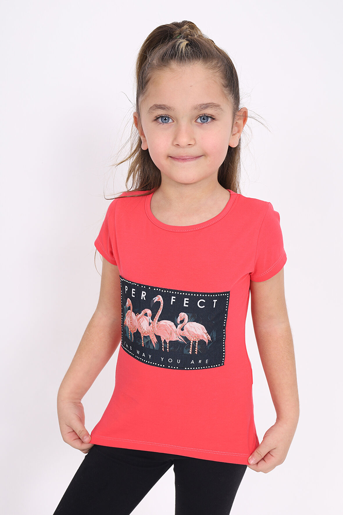 Toontoy Kız Çocuk Flamingo Baskılı Tişört