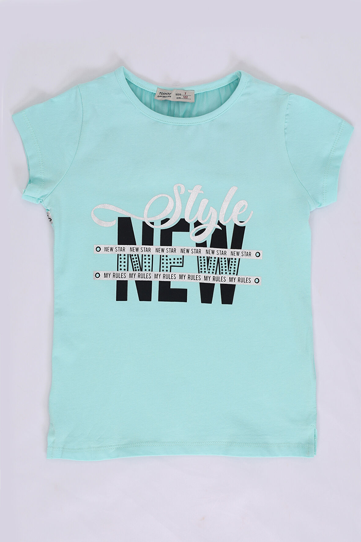 Toontoy Kız Çocuk Baskılı Taş İşlemeli Tişört