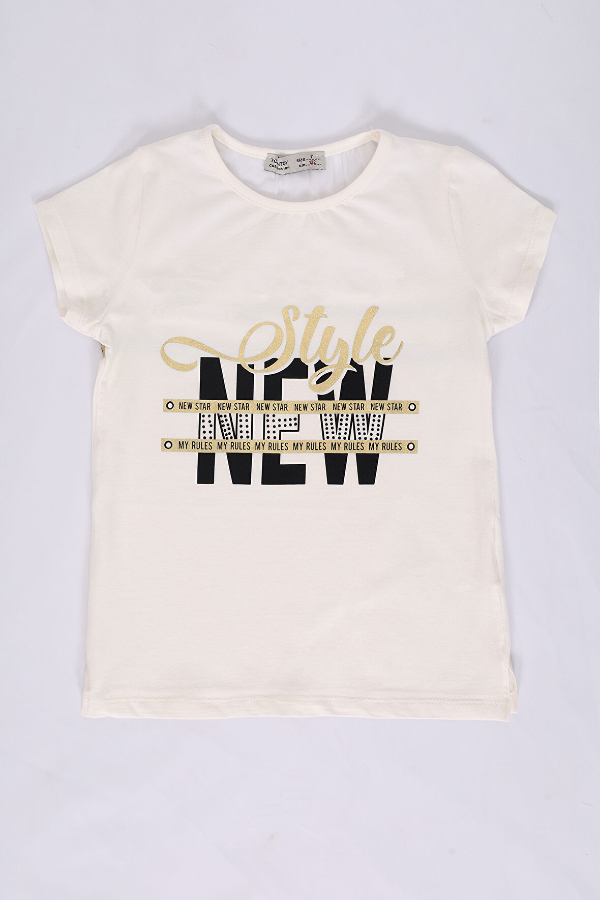 Toontoy Kız Çocuk Baskılı Taş İşlemeli Tişört