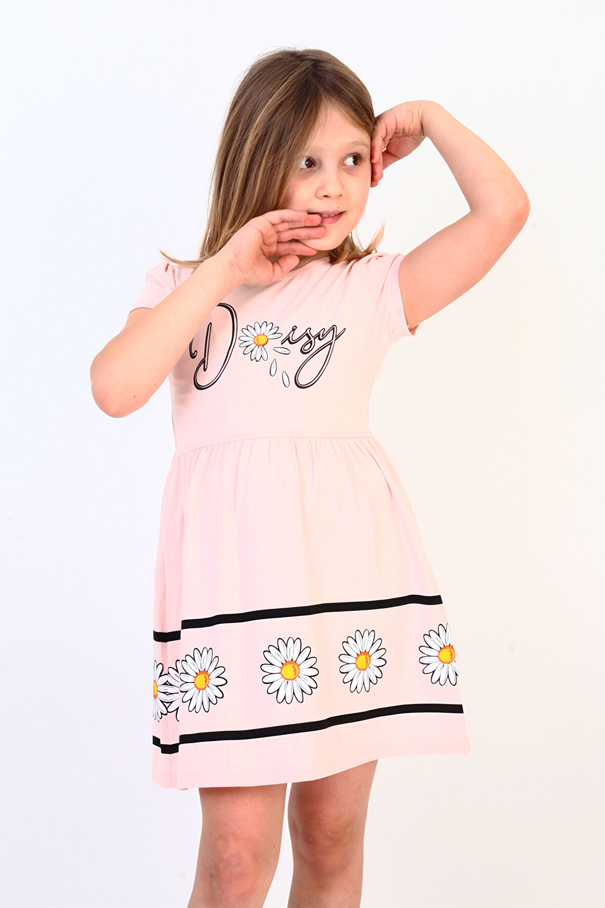 Toontoy Kız Çocuk Papatya Desenli Elbise